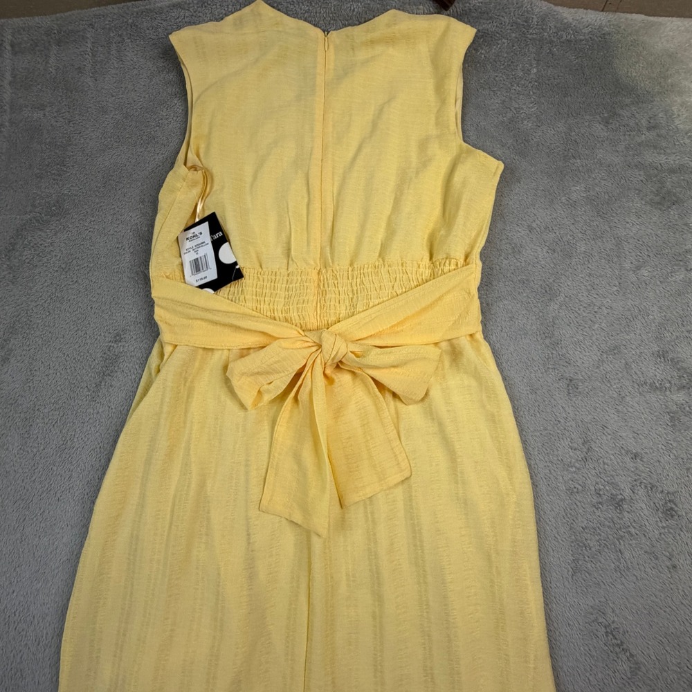 NWT Maison Tara Womens Butter Yellow Sleeveless Faux Wrap Maxi Dress Size 12 - Picture 4 of 15